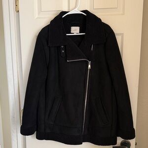 LOFT Black Jacket with Asymmetrical Zipper